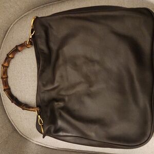 Vintage Gucci Diana Hobo bamboo leather purse